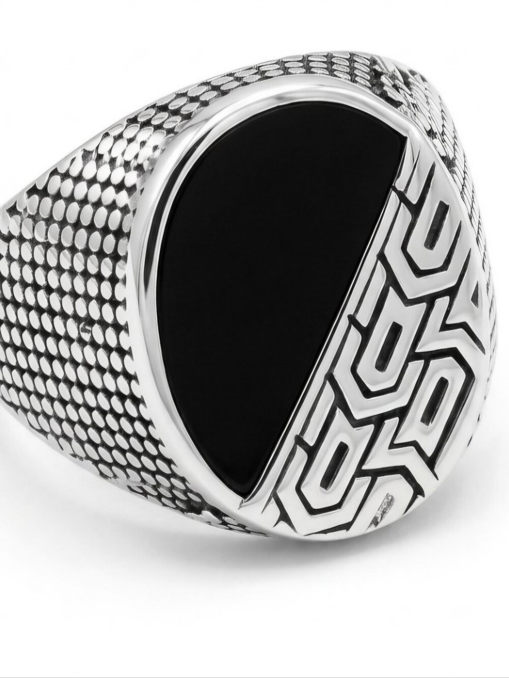 MENS NEW SIZE 9 OTYOMAN GEOMETRIC TITANIUM QUALITY SILVER RING